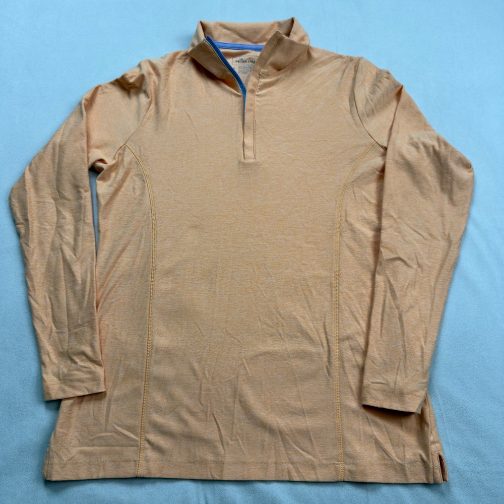 Peter Millar Women's‎ Sm Orange Heathered Long Sleeve Golf 1/4 Zip Pullover Top